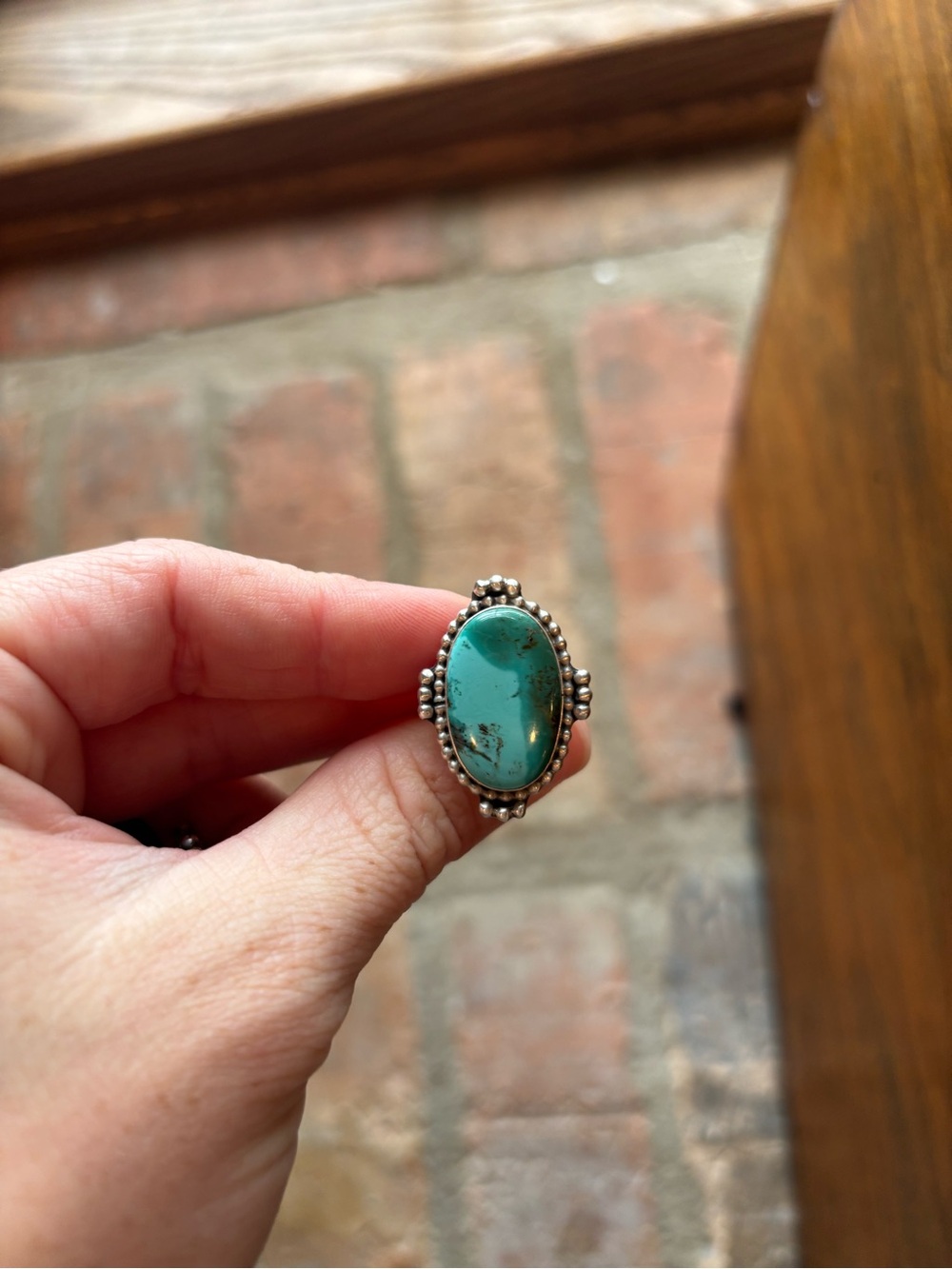 Navajo D&D Sterling Turquoise Oval ring - Turquoise sz 6 1/2